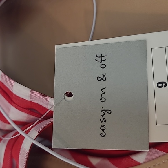 A New Day Women's Scarlet Gingham Bow Flat Sandals Red and White Size 9 NWT - Picture 8 of 9